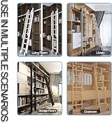MIRODO Library Rolling Ladder Mounting Kit 100-600cm Rustic Black view 5