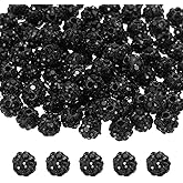 MECCANIXITY 100pcs 6mm Rhinestone Beads for Jewelry Making, Bling Disco Bead Sparkle Diamond Clay Bead for Necklace Bracelet Christmas, Black