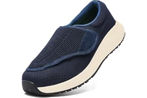 HOMASS Diabetic Shoes for Men and Women, Adjustable Slip-On Wide Walking Shoes for Swollen Feet, Orthopedic Foot Pain Relief, Neuropathy - EasyTop Wings