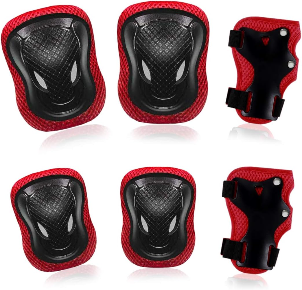 DANIVE Kids Protective Gear Set, Toddler Knee and Elbow Pads Set with Wrist Guard, for Rollerblading, Skateboard, Cycling, Skating, Bike, Scooter, Adjustable Strap for 4~12 Years Old : Sports & Outdoors