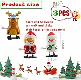 Aisszhao 3pk Christmas Wind Up Toys Kids Santa Snowman Elk Walking Shake Head view 2