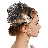 changyexi 1920s Hair Accessories for Women - Roaring 20s Flapper Headpiece with Feathers, Great Gatsby Style in Black and Rhinestones
