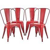 FDW Metal Dining Chairs Set of 4 Indoor Outdoor Chairs Patio Chairs Kitchen Metal Chairs 18 Inch Seat Height Restaurant Chair