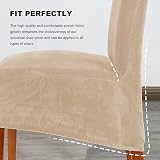 CMAKER Velvet Dining Chair Covers Set of 2 Beige High Back Stretch Slipcovers view 7
