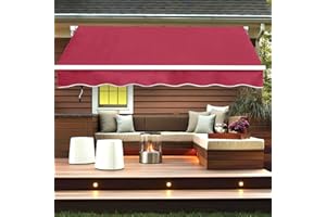 MAGIC UNION 13.1' x 8.2' Patio Awnings Retractable Outdoor Sun Shade Cover Canopy for Patio Waterproof, Aluminum Polyester Awning for Doors, Balcony, Window (Burgundy, 13.1' x 8.2')