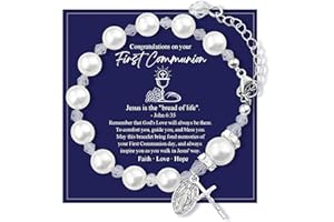 PEALICIOUS First Communion Gifts for Girls Boys, Cute Cross Bracelet as 1st Communion Favors Holy Religious Jewelry Christian