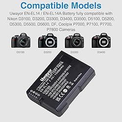Uwayor EN-EL14 EN-EL14A Battery and Charger Set for