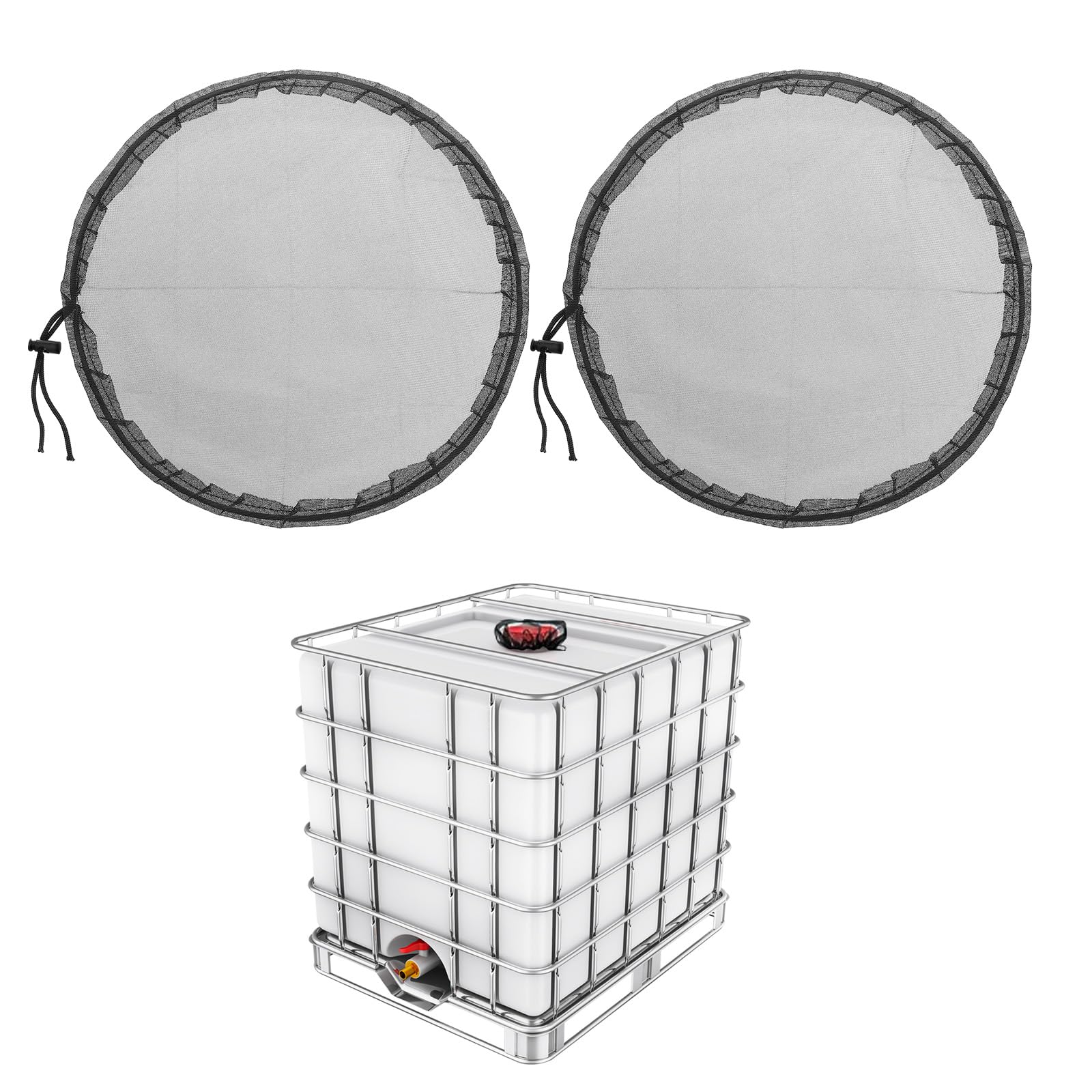PATIKIL 225mm IBC Lid Filter 2 Pack Mesh Cover for Rainwater Tank Polyester Black