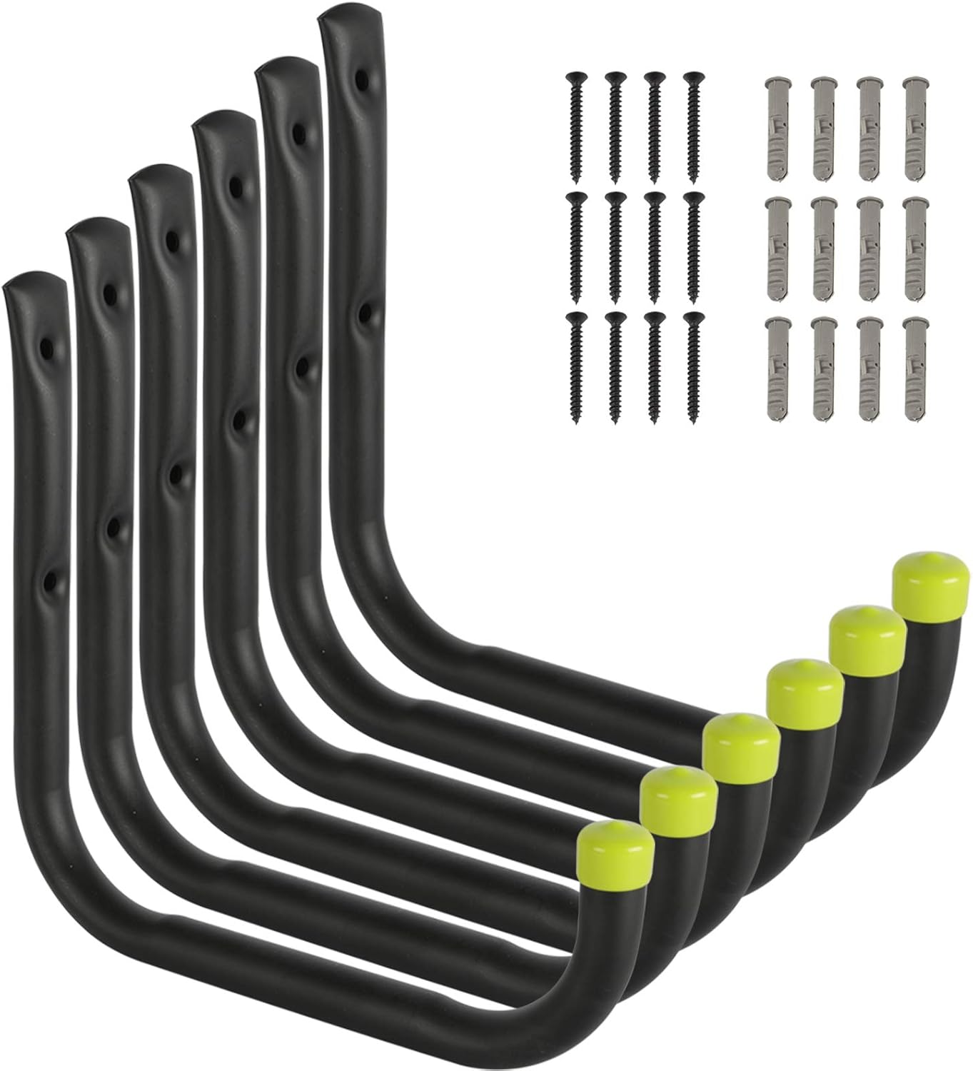 FEED GARDEN Garage Storage Utility Hooks Heavy Duty Ladder Hooks 8'' Large Hook Indoor/Outdoor Use for Tools, Bikes, Water Pipes, Black, 6 Pack - - 