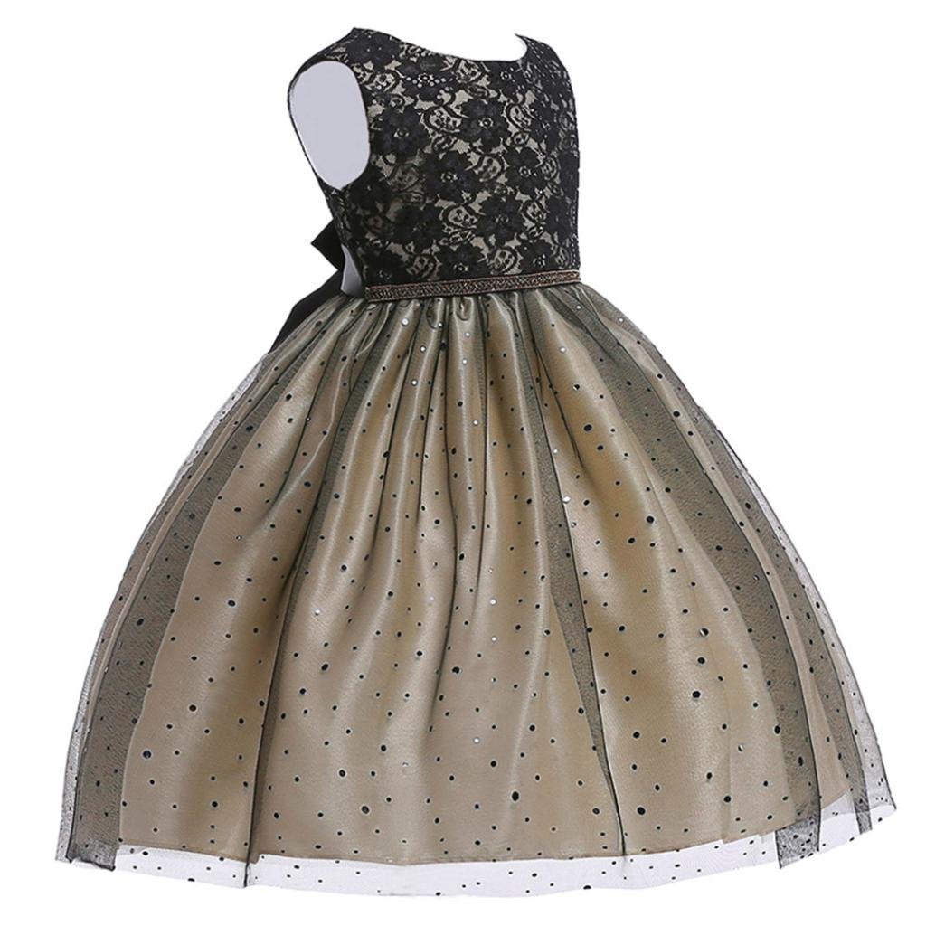 Minisoya Kids Baby Girls Bowknot Lace Ball Gown Party Wedding Bridesmaid Dress