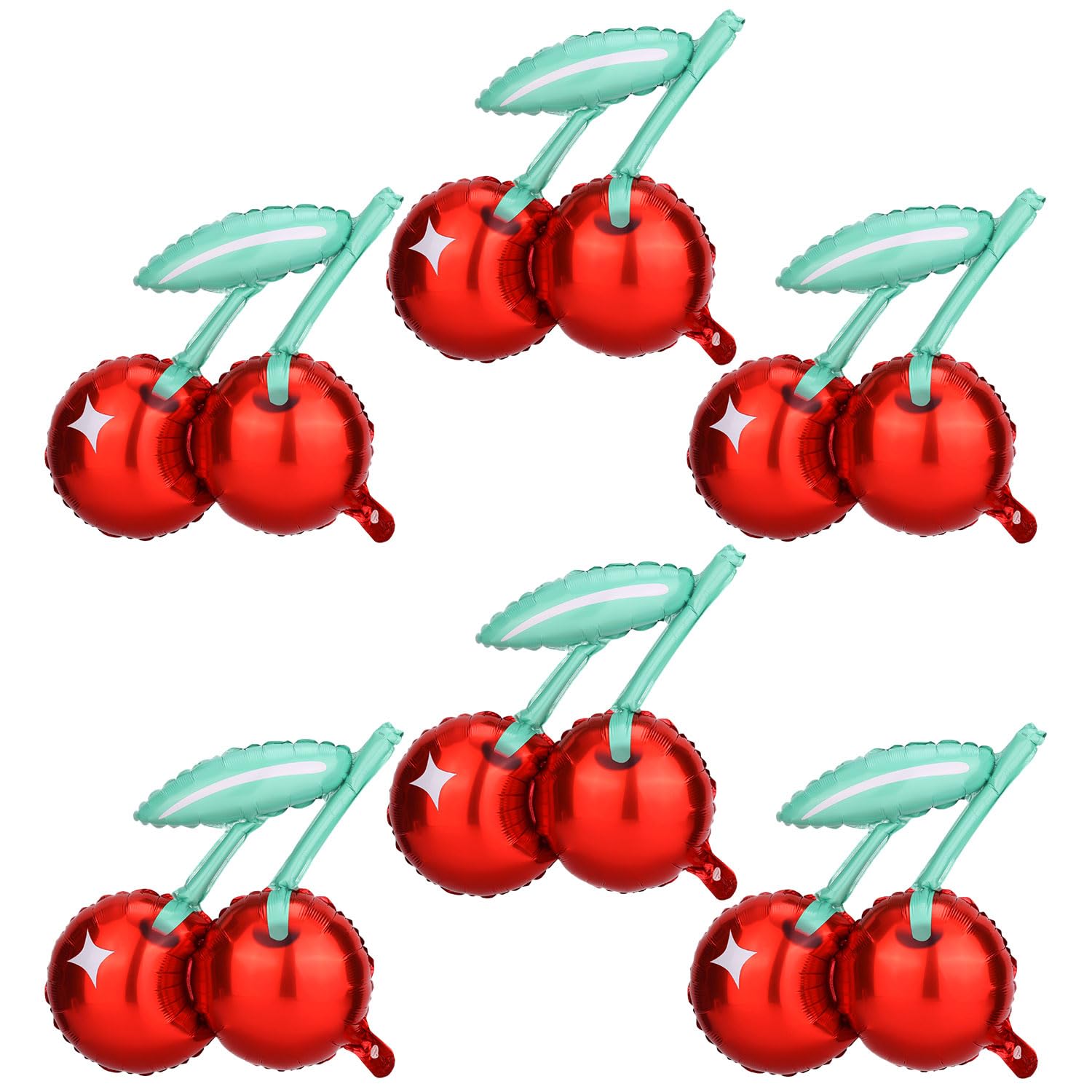 Photo 1 of 6pcs Cherry Balloons, Red Cherry Foil Balloons Fruit Theme Party Decorations Birthday Supplies for Girls Baby Showers Fruit Party Home Decor