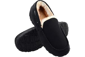 Vonair Mens Moccasin Slippers Indoor Outdoor Slip on Warm House Shoes Breathable Moccasins for Men