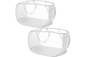 Fidqiog 2 Pcs Foldable Laundry Basket, 14.1×14.1×22.8 Inches Pop-Up Mesh Laundry Bag, Portable Foldable Laundry Hamper, Bathr