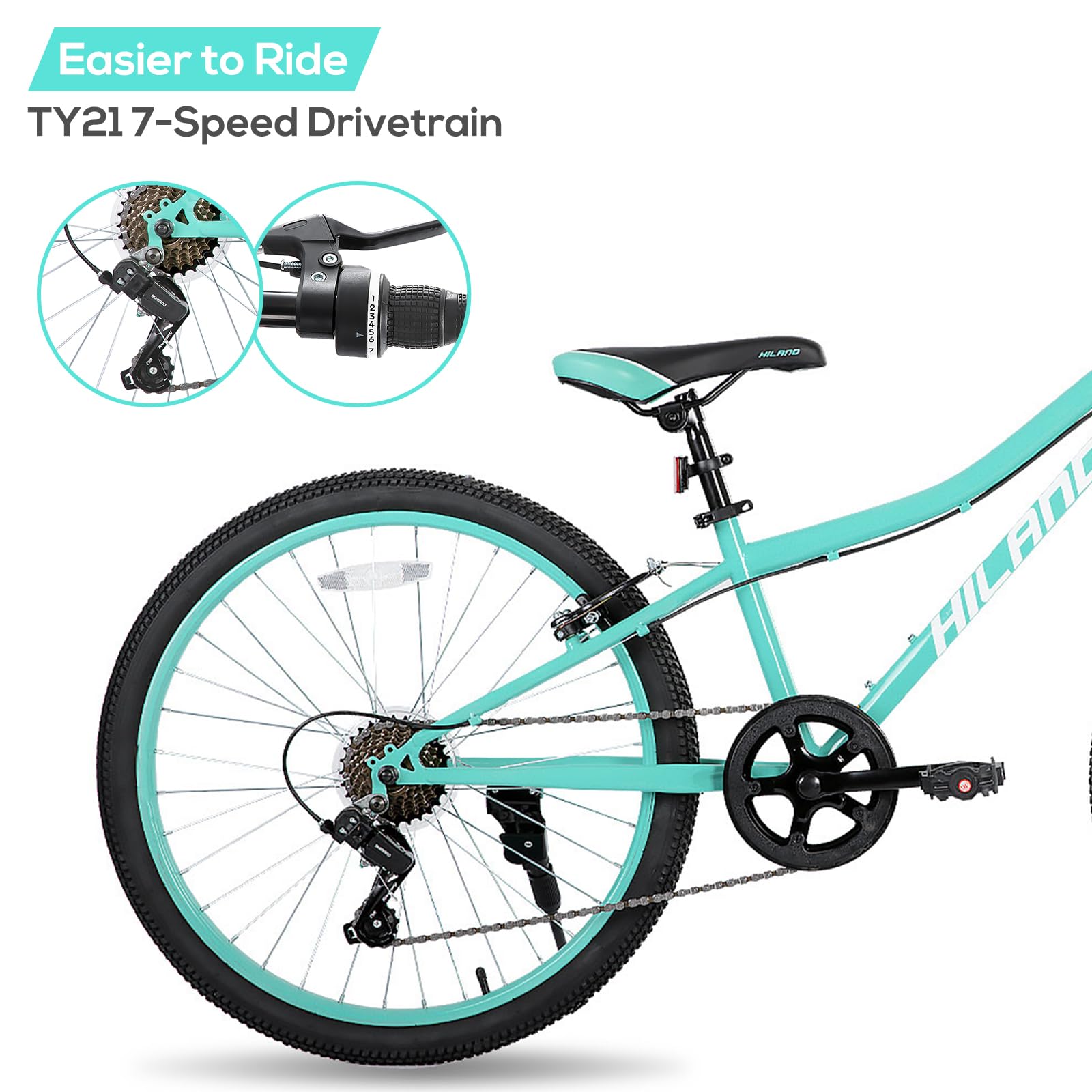 Hiland Mountain Bike for Kids, 20/24 Inch, Front Suspension Fork | Age 5+ Years Old | Multiple Colors | For Boys and Girls