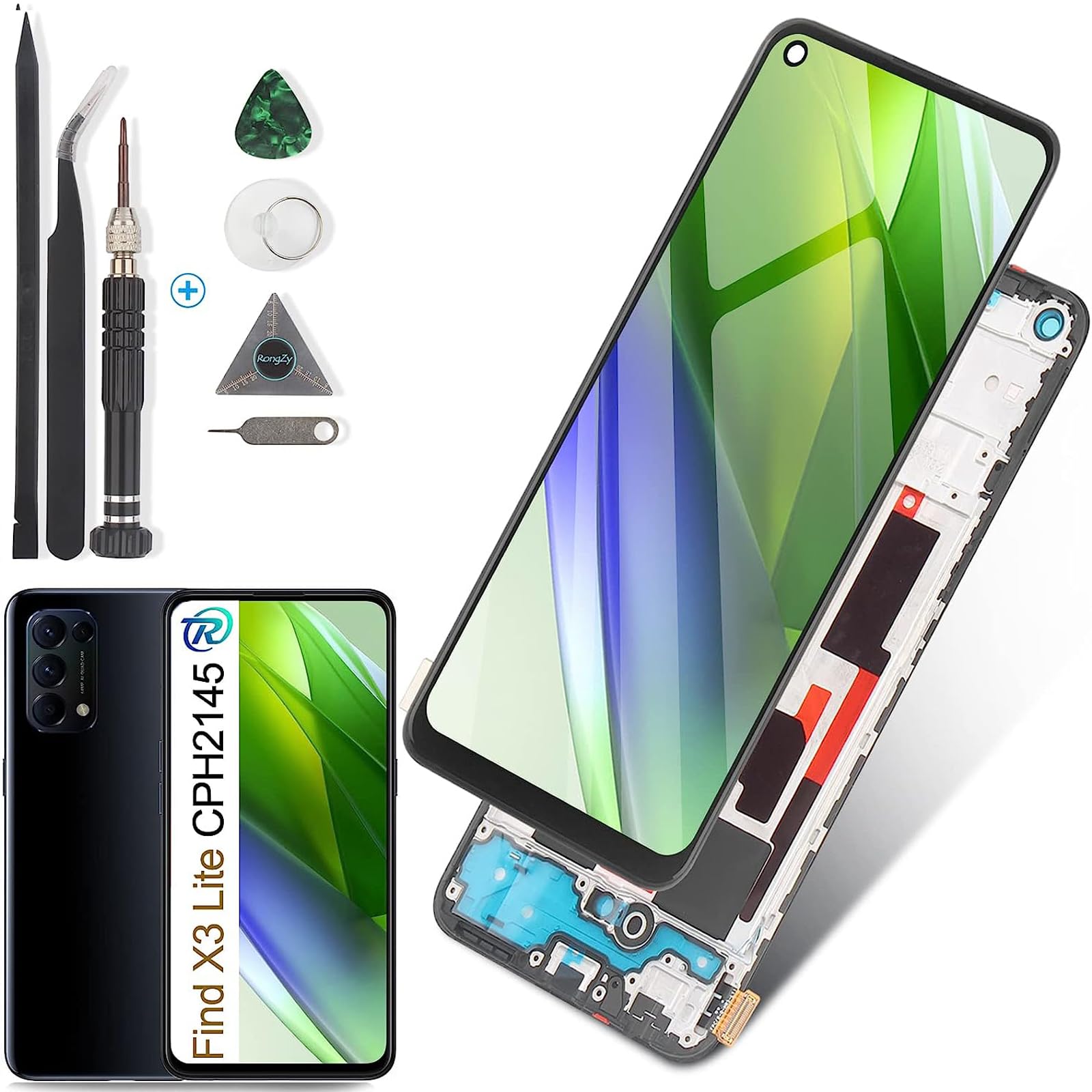 RongZy Display for Oppo Find X3 Lite Screen Replacement Touch LCD Display Digitizer Assembly for Oppo Find X3 Lite with Kit(Black with Frame)
