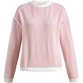 winkbay Women's Crewneck Loose Sweatshirt Cute Long Sleeve Ribbed Knit Pullover Tops