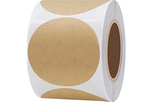 Hybsk Kraft Labels 2" Round Color Coding Dots Stickers Adhesive Label 300 Per Roll (Kraft)