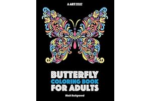 Butterfly Coloring Book For Adults: Black Background