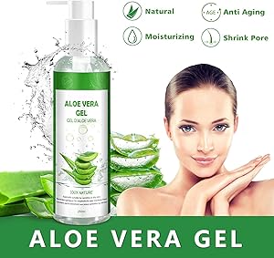 Aloe Vera Gel 100% Pur - für Gesicht Haare Körper - Natürliche, Beruhigende und Pflegende Feuchtigkeitscreme After Sun - Ideal Naturkosmetik für Trockene, Strapazierte Haut & Sonnenbrand - 250ml