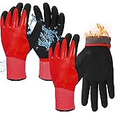 Mepase Waterproof Insulated Winter Work Gloves for Men, Latex Coated Cold Weather Thermal Gloves for Freezer Work, Shoveling