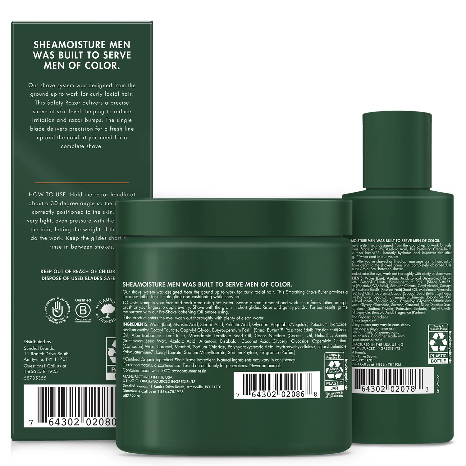 SheaMoisture Men, Shaving Kit, Smoothing Shave Butter 5 oz., Bundled with Double Edge Razor + 10 Refill Blades, After Shave Care Restoring Cream 2 oz, Helps Prevent Razor Bumps & Irritation