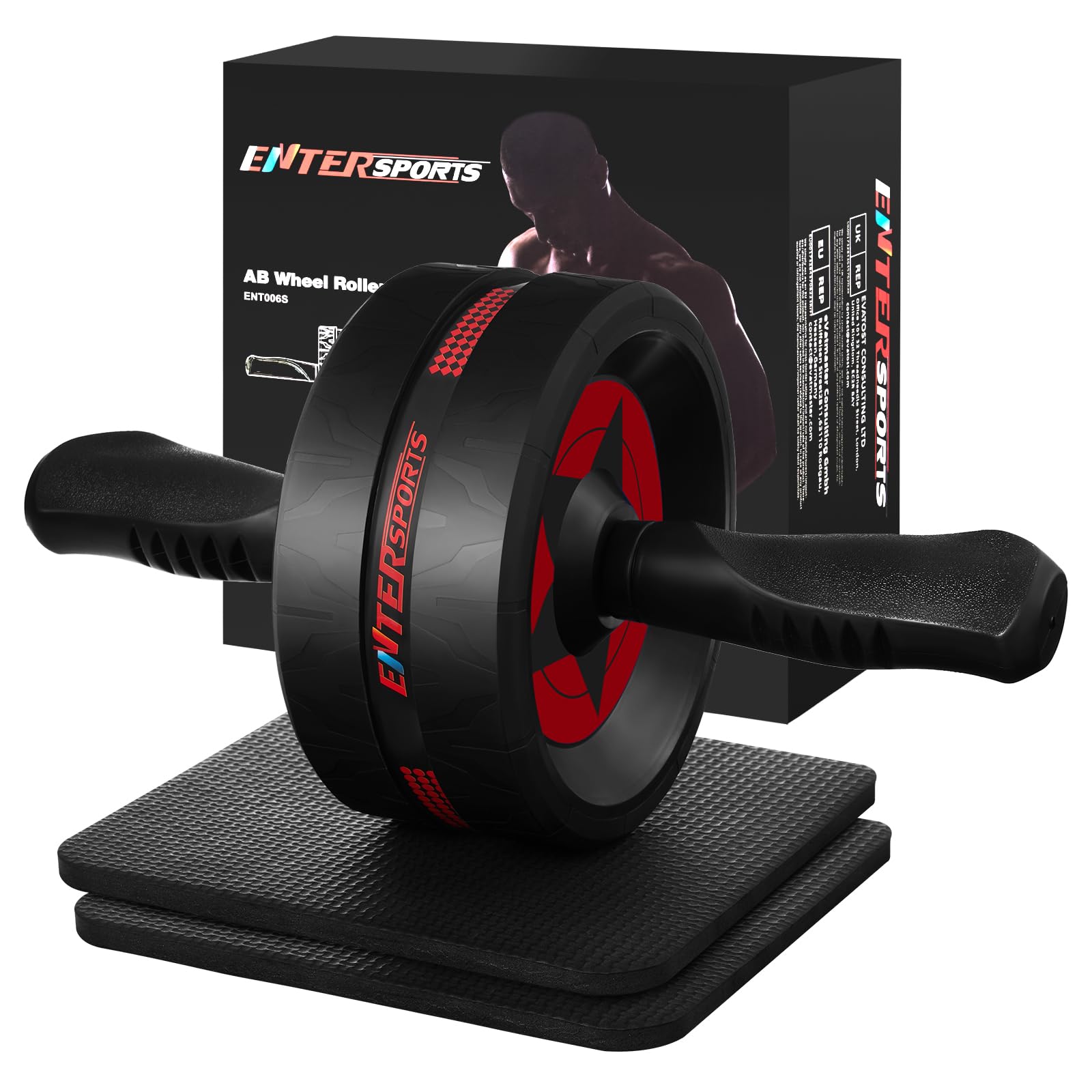 Photo 1 of *Missing items/only whats in box*  EnterSports Ab Roller Wheel for Abs Workout - Abdominal Exercise Equipment with 2 Knee Pads for Home Gym, Core Strength Training, Fitness Equipment for Men & Women (Red)