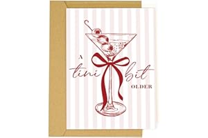 tiangqiwoole Espresso Martini Birthday Card-Funny Coffee & Cocktail Greeting Card for Women Best Friend Sister Daughter Wife-A Tini Bit Older Birthday Gift (Scarlet-Tini)