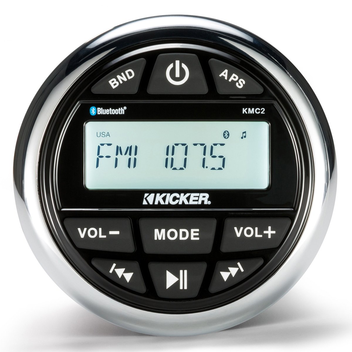 Kicker KMC2 Gauge Mount Media Center Marine Grade Receiver Prensa