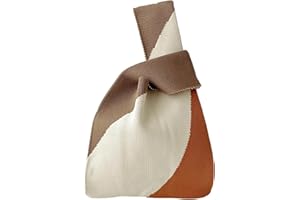 Anopo Women's Wrist Knot Tote Bag Small Crochet Wristlet Handbag Aesthetic Cute Knit Purse (Very Small Size)