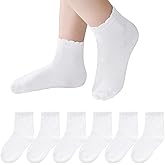 DXGSHSA 6 Pair Toddler Ruffles Ankle Socks, Baby Girls Boys No Show Sock, Cute Cotton School Dress Socks for Kids