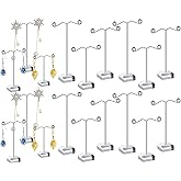 Macarrie 18 Pcs Metal Earring Holder T Bar Earring Display Stand Organizer Countertop Hanger Hanging Jewelry Towers with Acrylic Base(Clear)