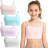 Girls Training Bra, Soft Cotton Cami Bralette, 3-6 Pack, Double Layer Design, No Pads