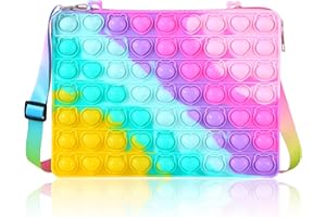 UOYHXQ Girls Toys Purse for Girls 6-12, Rainbow Girls Purse Fidget Toy, Popper Fidget Purse Pop Shoulder Bag, Push Bubble Fidget Bag Christmas Birthday Return Gift for Girls