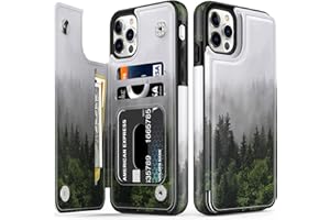 LETO for iPhone 15 Pro Case Flip Folio Leather Wallet - Fashionable Flower Designs - Card Slots,Kickstand - Protective Phone Case for Women and Girls - 6.1" - Fog and Trees