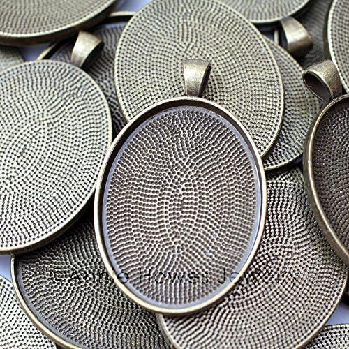 Annie Howes Oval Shaped Pendant Trays - Annie Howes Brand Pendant Blanks Cameo Bezel Cabochon Settings 30mm 40mm (Vintage Bronze)