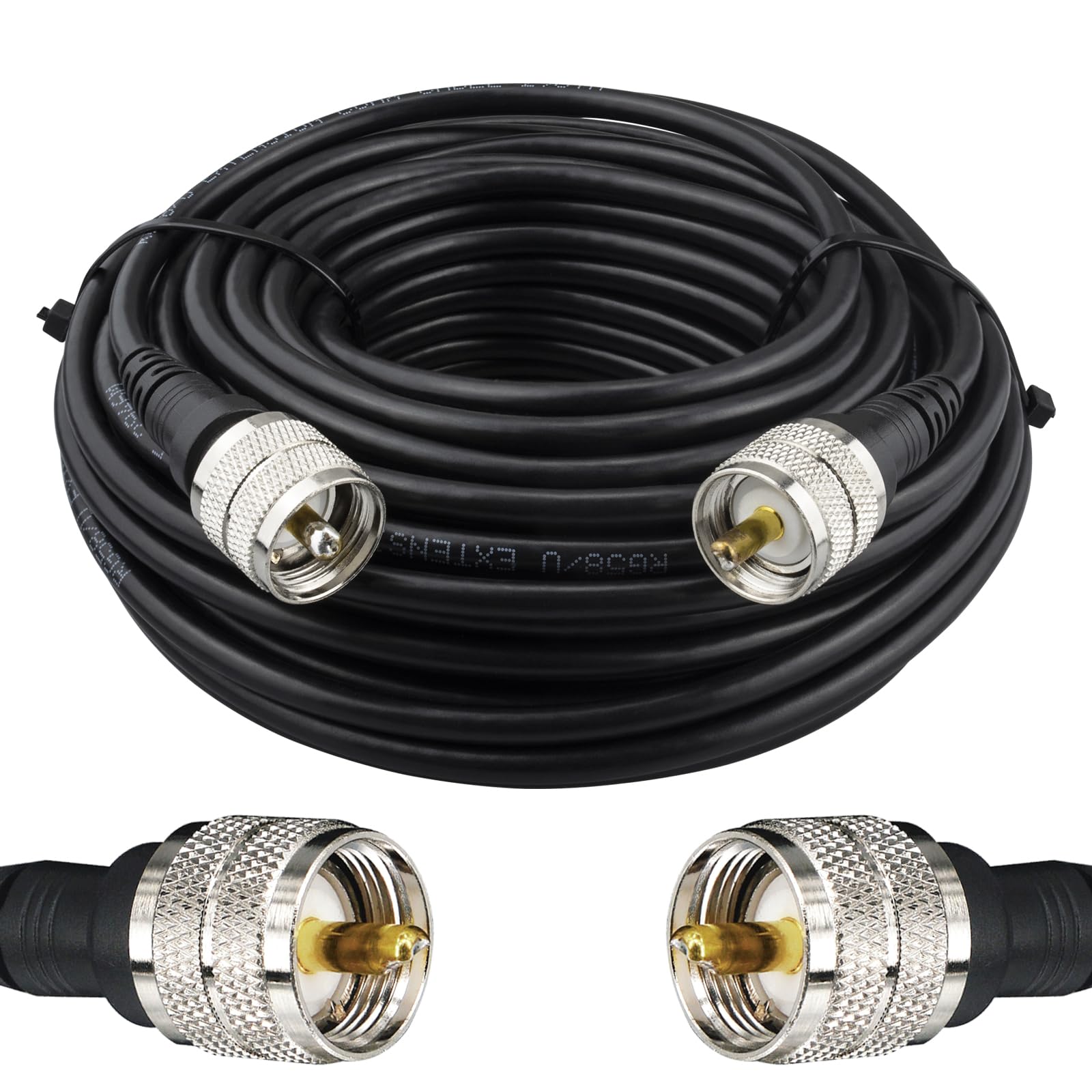 Boobrie Upgraded PL259 20M RG58 Coax Cable UHF Male to UHF Male 50ohms SuperFlex RG58 CB Radio Ham Radio Cable Low Loss PL259 Adapter for CB Ham Antenna Broadcast