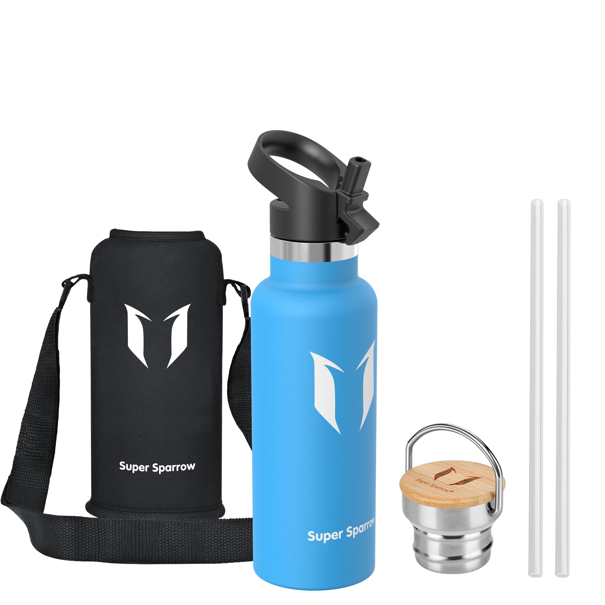 Super Sparrow Stainless Steel Water Bottle - 500ml - Vacuum Insulated Metal Water Bottle - Standard Mouth Flask - BPA Free - Straw Water Bottle for Gym, Travel, Sports โ image 1