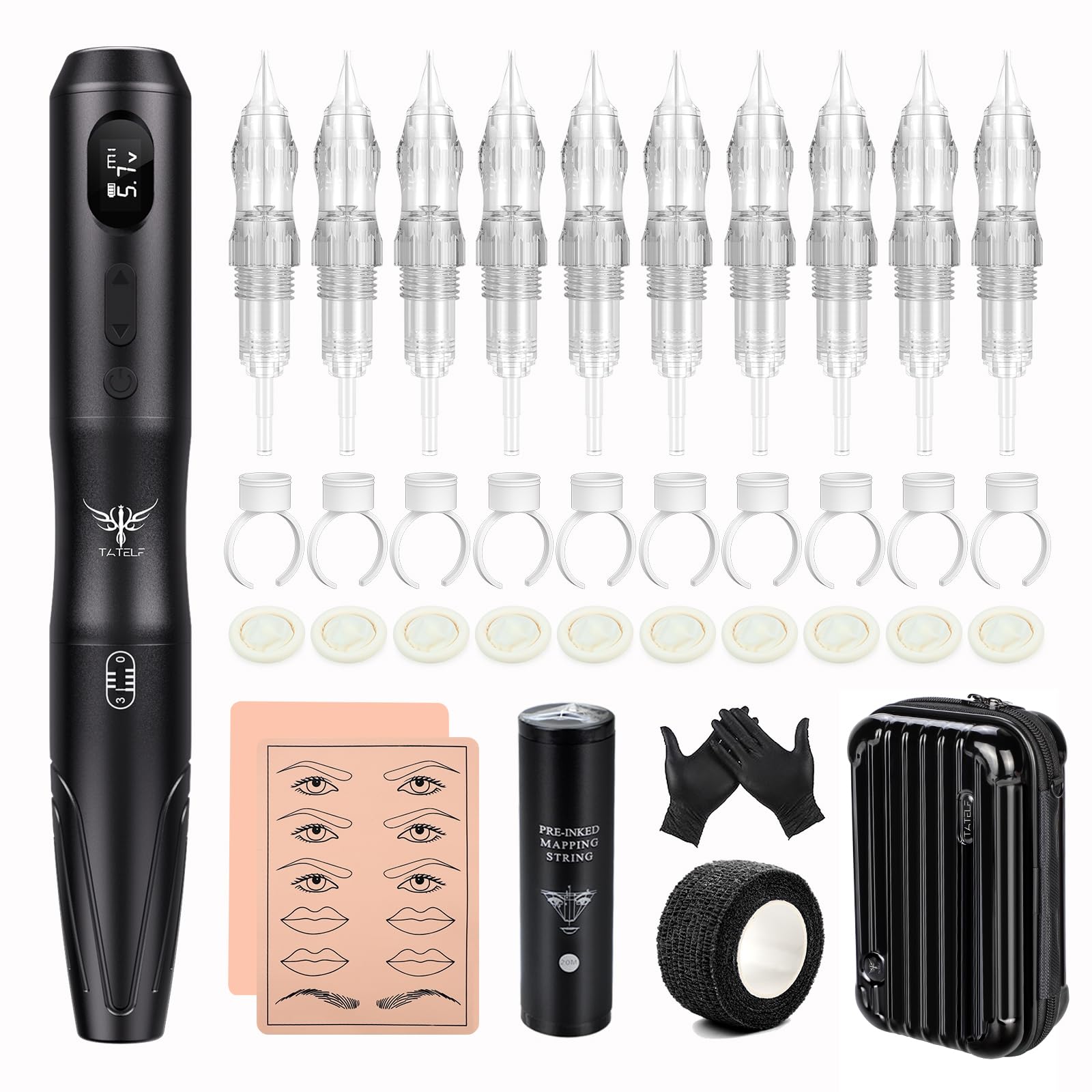 TATELF Permanent Make Up Machine Wireless with 10 Pieces Cartridge Needles Microblading Accessories for Lip Eyeliner Ombre Powder Brows Microshading Accessories โ image 1