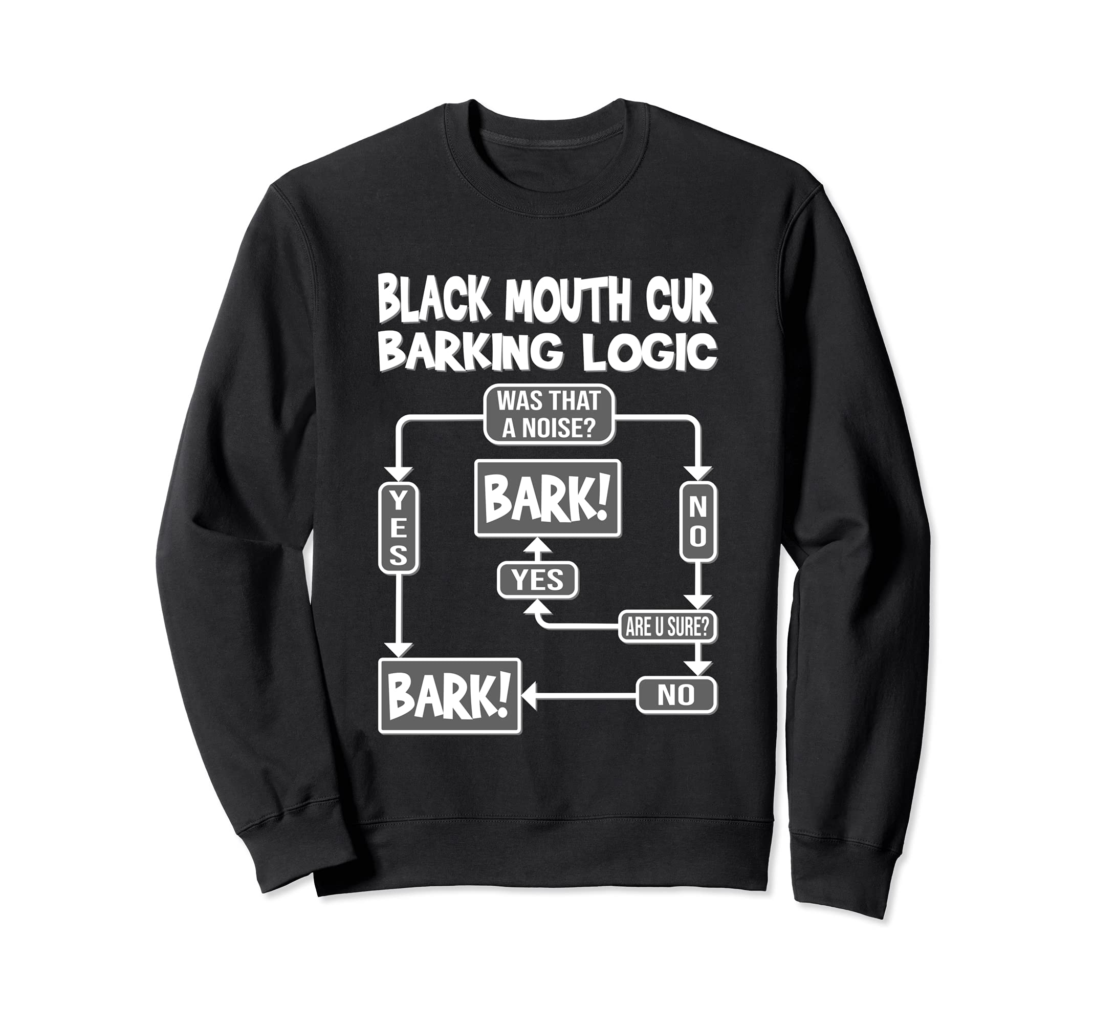 Dog Barking Logic, funny dog gift, Funny Black Mouth Cur Sweatshirt