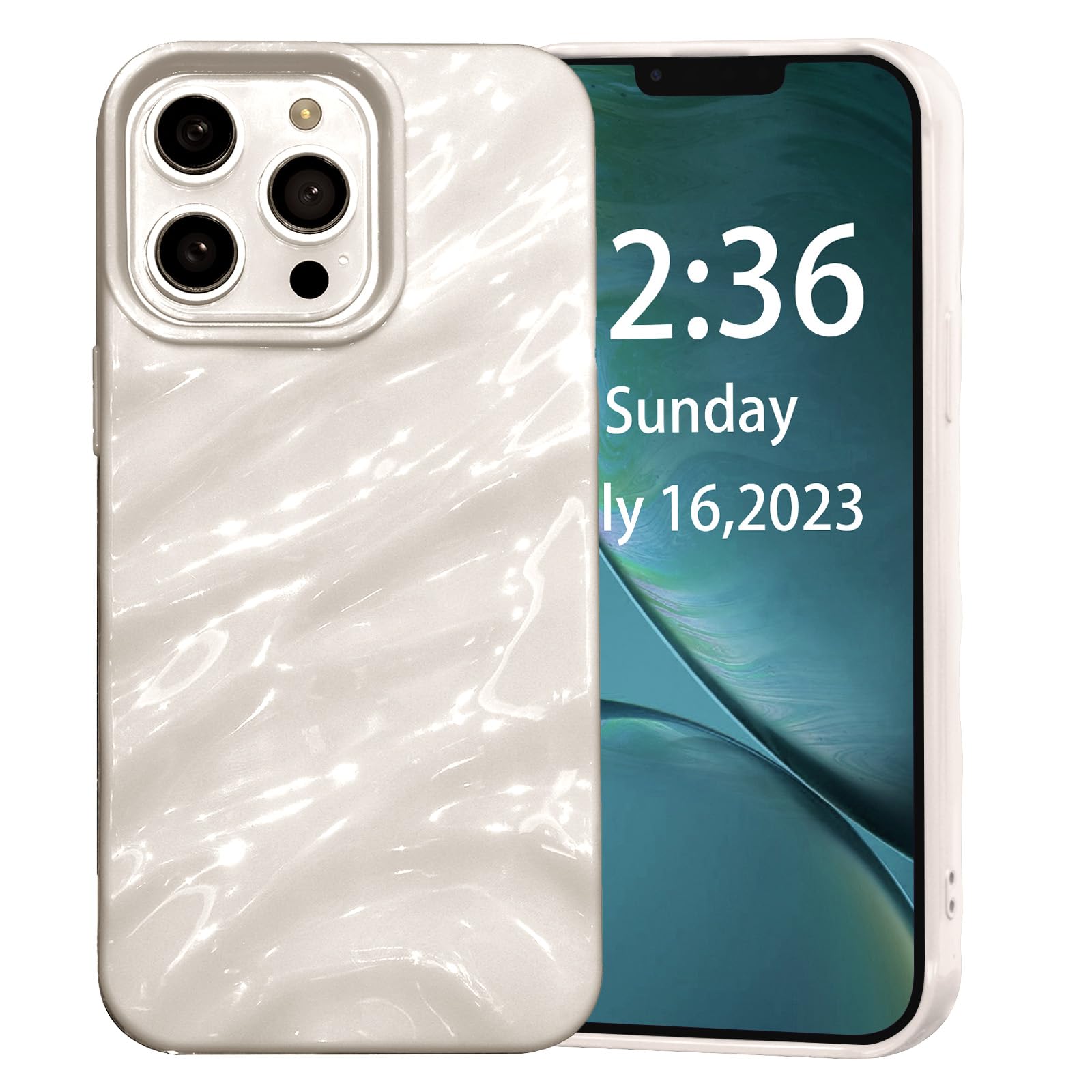 AKABEILA Case for iPhone 15 Case 6.1 Inch Water Ripple Pattern TPU Phone Case Slim Shockproof 3D Non-Slip Glitter Sparkle Glossy Cover — image 1