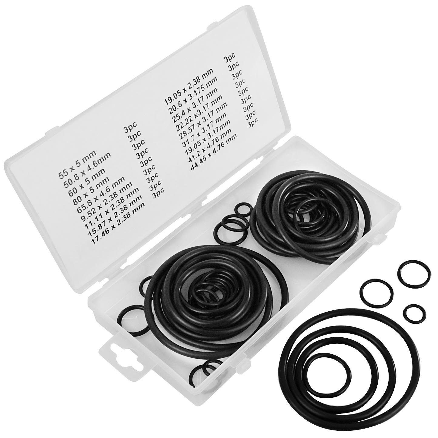54 Assorted Motor Vehicle O-Rings, Seal Rings in Additional Sizes