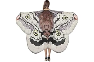RYSHMAN Halloween Butterfly Wings Costume for Women Girls Printed Moth Cape Shawl Wrap Moth Butterfly Cloak