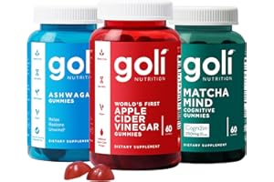 3 Bottles of Goli Favorites Bundle: Ashwagandha KSM-66, Apple Cider Vinegar, Matcha Mind Supplements with Cognizin, Vitamins D2 and B12