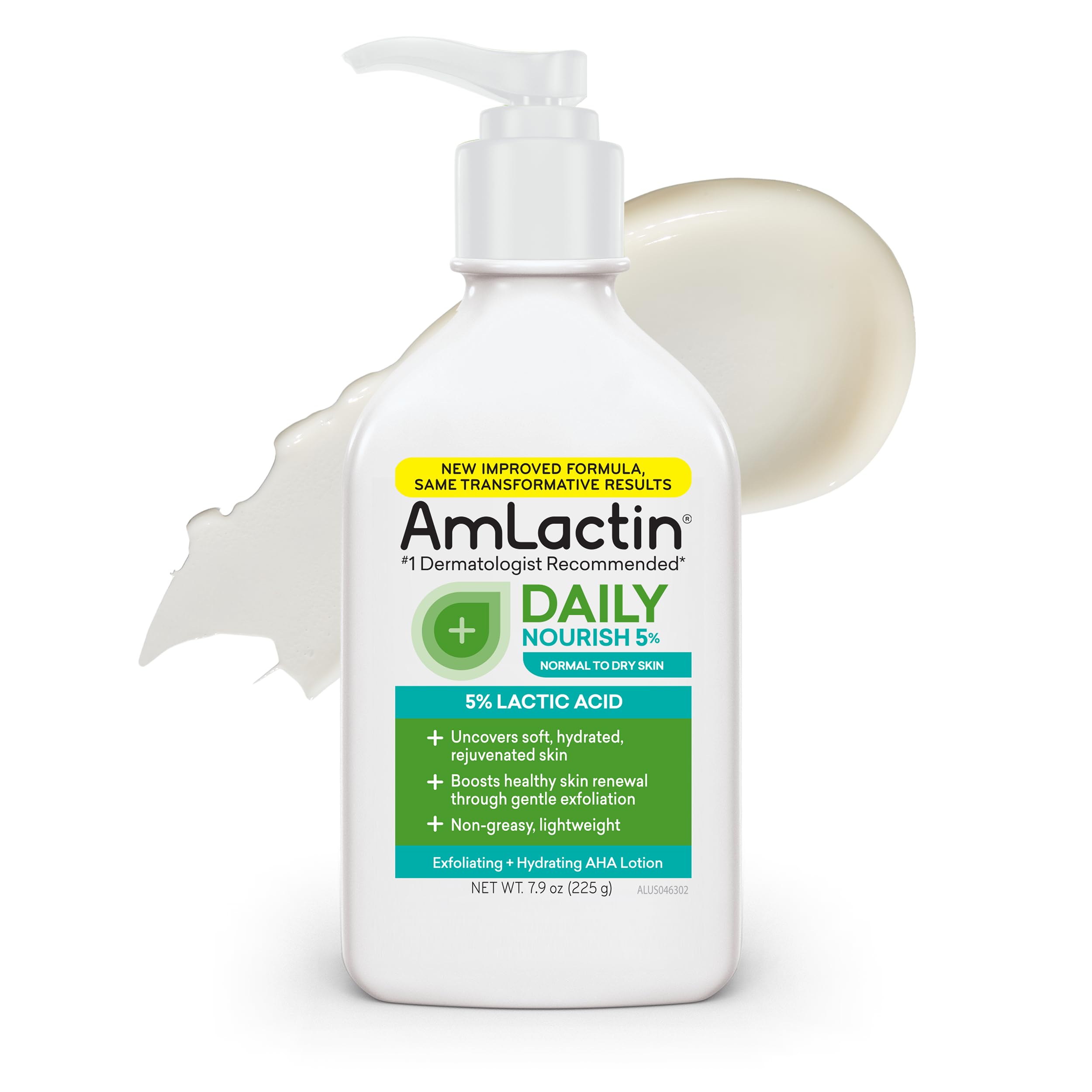 AmLactin Daily Nourish 5% - 7.9 oz Body Lotion with 5% Lactic Acid - Exfoliator and Moisturizer for Dry Skin​ (Packaging May Vary)