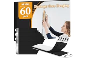 NESCCI Picture Hanging Strips,Picture Hanger Kit,Removable Damage Free,Picture Hanging Hooks,Used for Frame Hanging and Holiday Decorations.Black,30-Pairs (60 Strips)