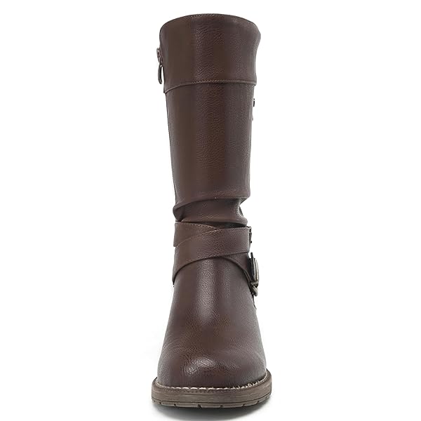 DECARSDZ WOMEN’S MID-CALF BOOTS FALL LOW HEEL FASHION LADIES COMBAT MOTORCYCLE BOOTS
