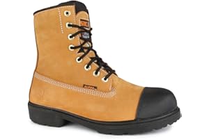 STC Footwear Hardcore 8” Water-Repellant Work Boots, Tan - Nubuck Leather, Steel Toe, Puncture-Resistant