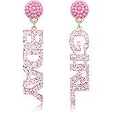 Beaded Glitter BDAY Letter Dangle Earrings - Acrylic Happy Birthday Earrings for Women's Birthday & Holiday Parties