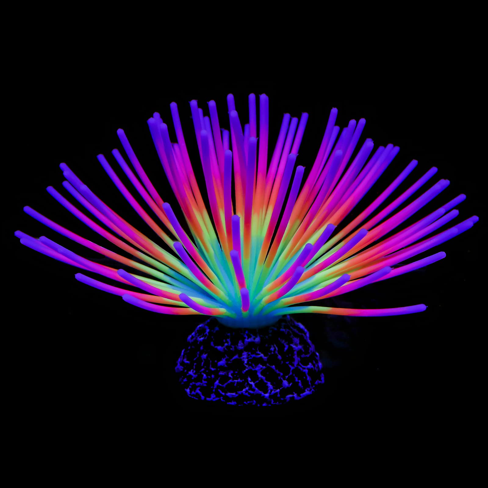 Photo 1 of Uniclife Aquarium Imitative Rainbow Sea Urchin Ball Artificial Silicone Ornament with Glowing Effect for Fish Tank Landscape Decoration