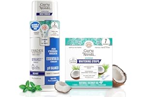 GuruNanda Whitening Wonder Duo, Dual Barrel Oxyburst Whitening Mouthwash 20 Oz & Teeth Whitening Strips with No Slip, Dry Strip Tech, 7 Day Treatments